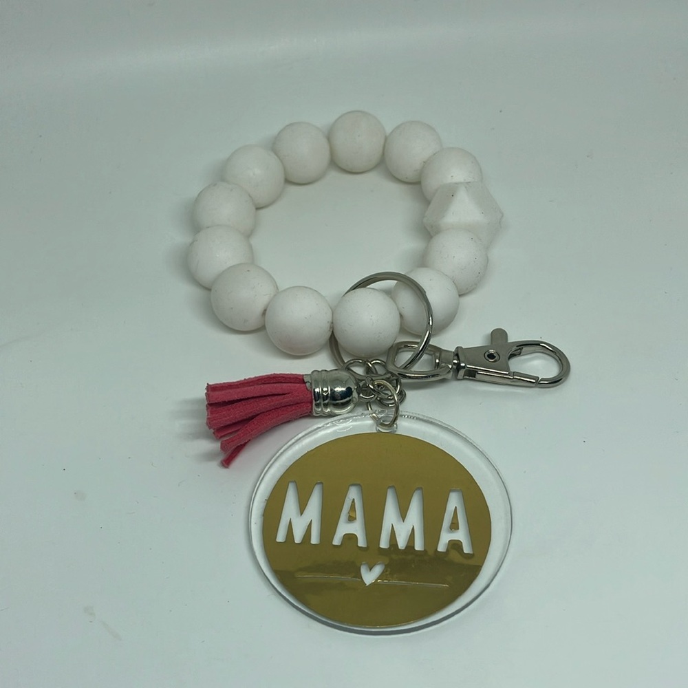 Silicone beaded wristlet keychain